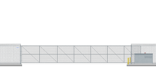 Automated chain link Vertical Pivot gate in closed position