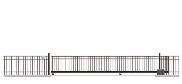 Automated Metal V-Track gate  in closed position
