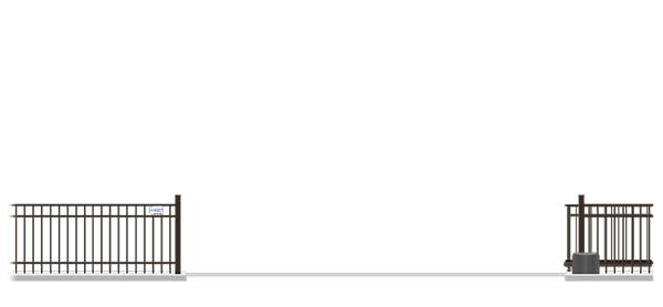 Automated Metal V-Track gate  in open position