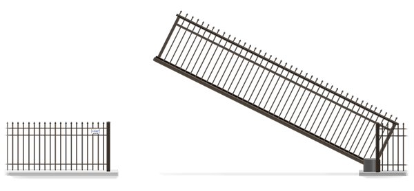 Automated Metal Vertical Pivot gate  in open position