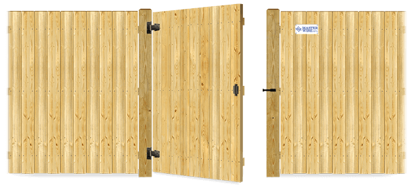 Wood gate in open position