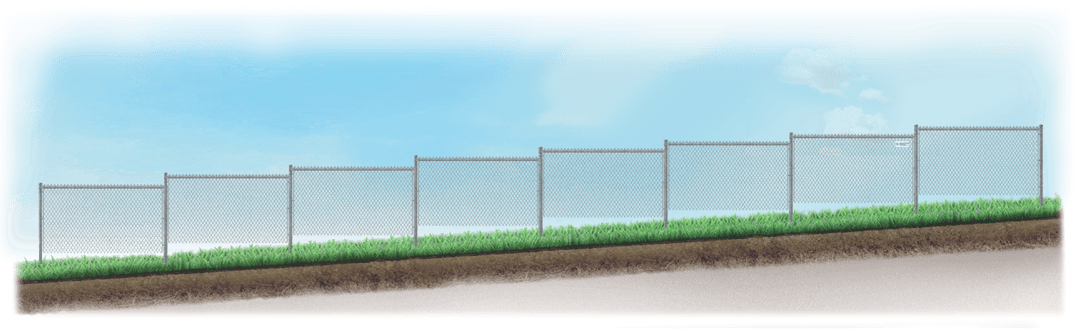 Stepped Chain Link fence on uneven ground