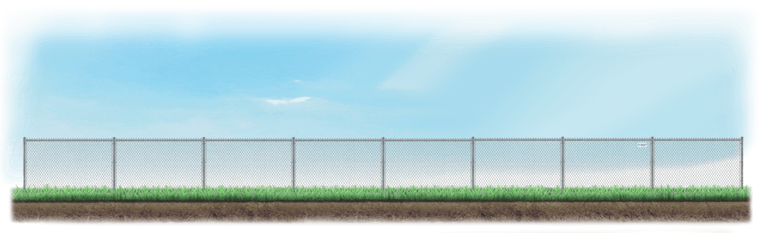 Straight Chain Link fence on level ground