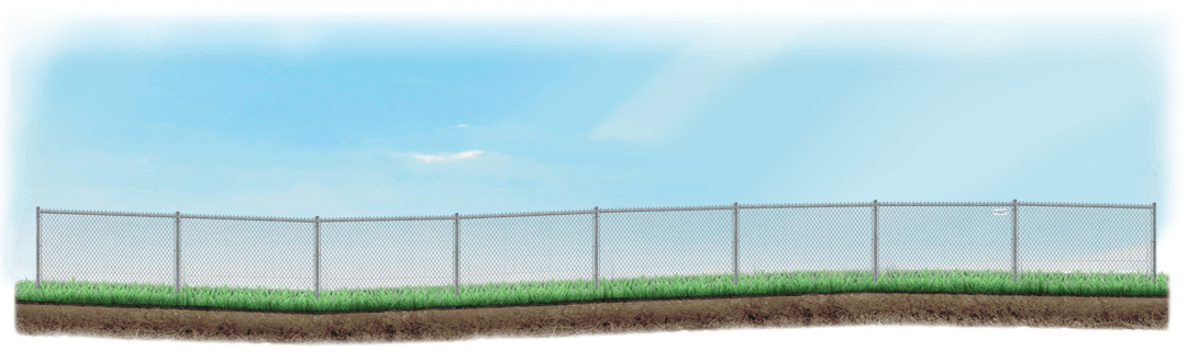 Racked Chain Link fence on uneven ground