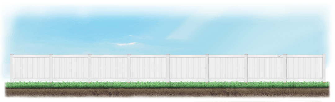 Straight Vinyl fence on level ground