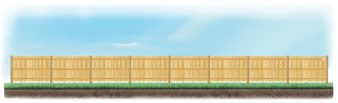 Straight Wood fence on level ground