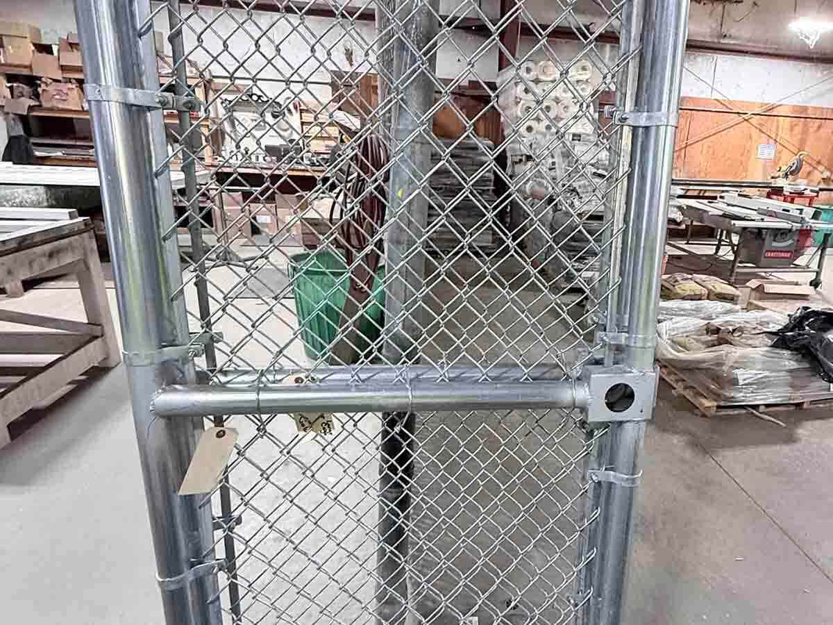 Galvanized steel walk-through chain link fence gate